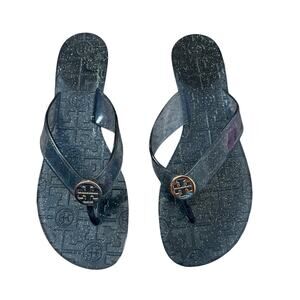 Tory Burch Thora Glitter Jelly Navy Thong Sandals Size 6.5‎
